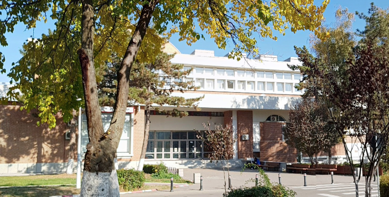 A Google Maps street view of the building at Politehnica University of Bucharest used for filming